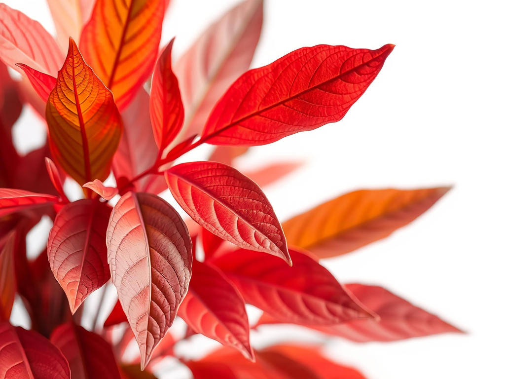 Hình ảnh chi tiết lá há đơn đỏ tươi mới, màu đỏ đặc trưng, được chụp cận cảnh trên nền trắng, phục vụ nhận biết sản phẩm thật giả
