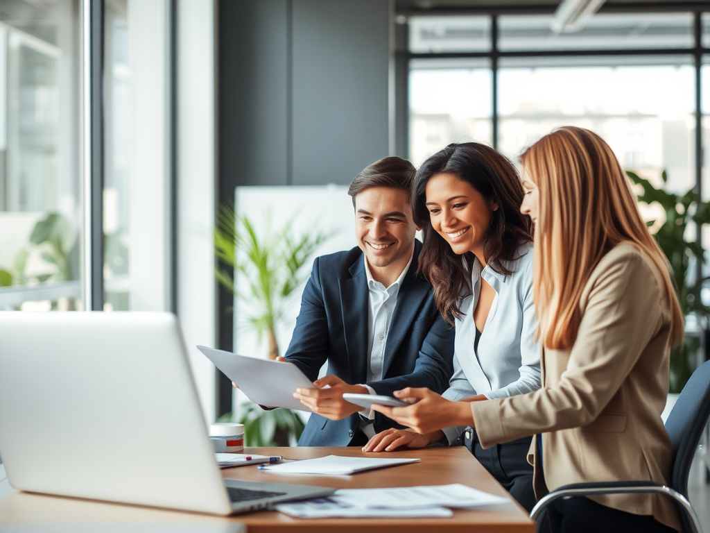 Nhóm chuyên gia phân tích dữ liệu SEO trên màn hình lớn trong văn phòng hiện đại