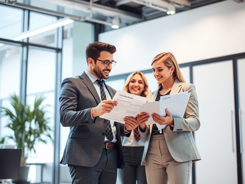 Nhóm chuyên gia so sánh các loại giấy phép kinh doanh và hóa đơn đỏ trong văn phòng hiện đại, tập trung vào tài liệu và quy trình pháp lý